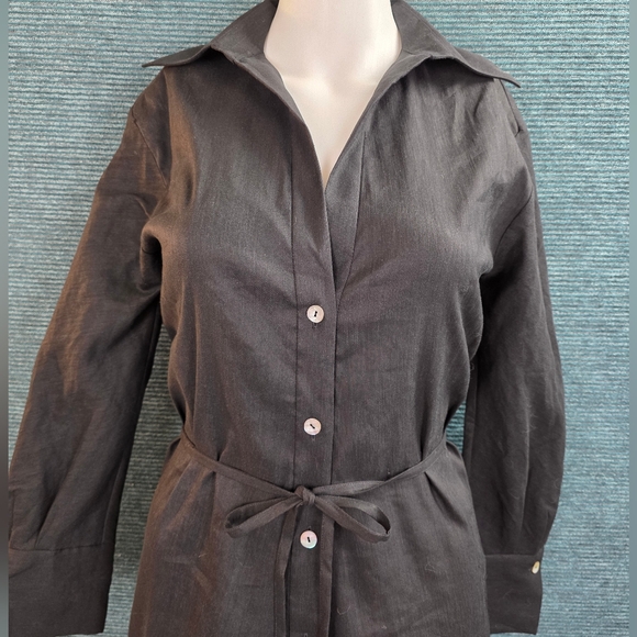 Vince Linen Blend Tie Waist Shirt Dress NWT - Picture 8 of 14